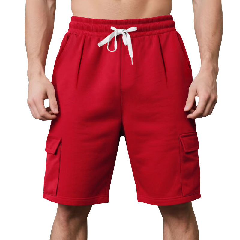 Loose workwear with multiple pockets and straight leg shorts for men