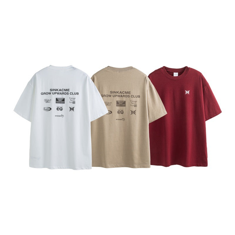 Letter printed men's and women's fashionable loose short sleeves