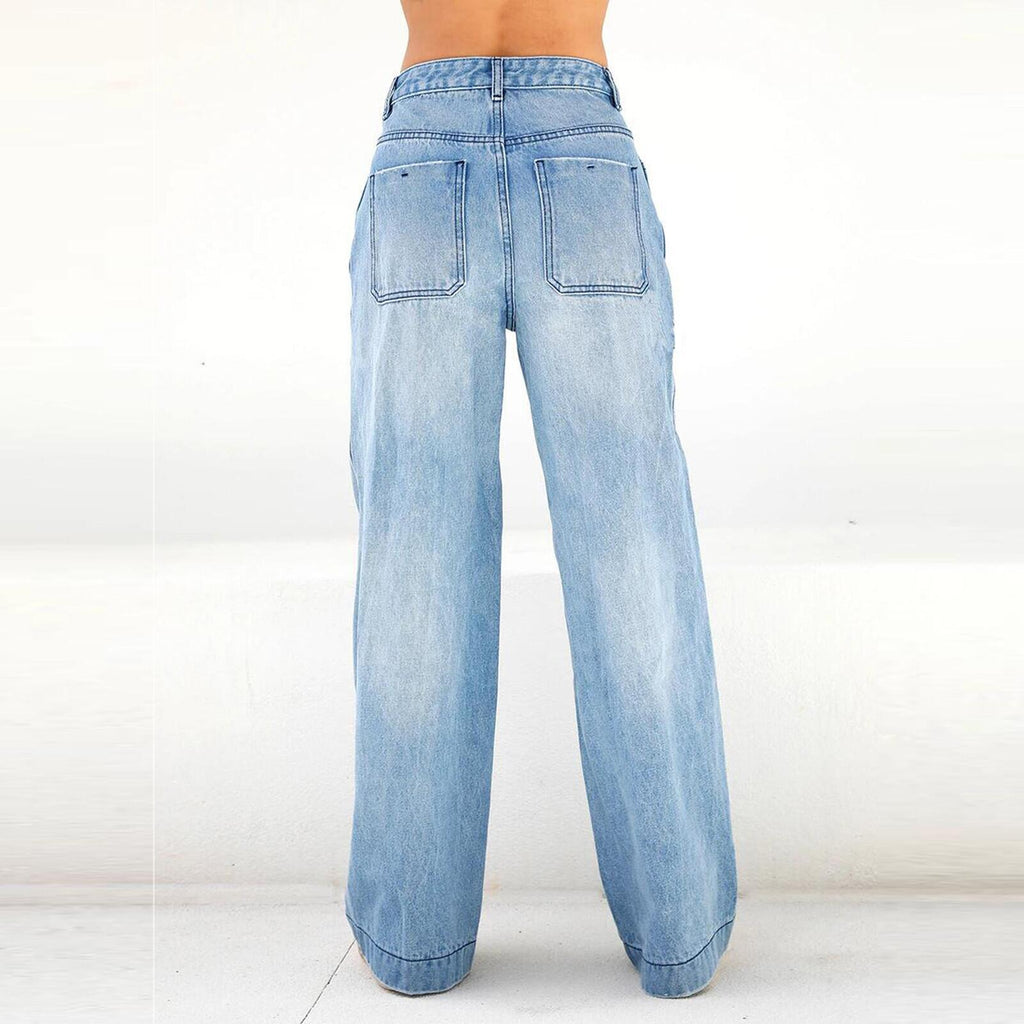High-Waisted Loose Wide-Leg Women's Jeans