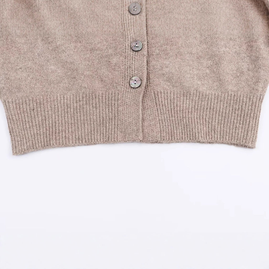 Solid color loose button knit cardigan for women