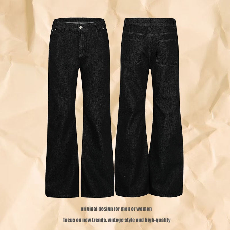American Retro Simple Straight Jeans for Men and Women, Basic Loose Wide-leg Cleanfit Pants