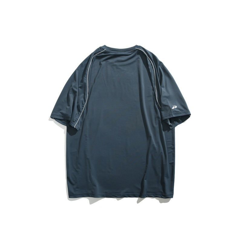 Letter printed round neck loose casual short sleeved shirt