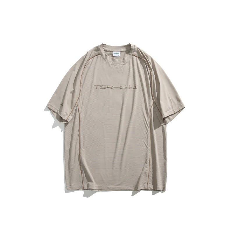 Letter printed round neck loose casual short sleeved shirt