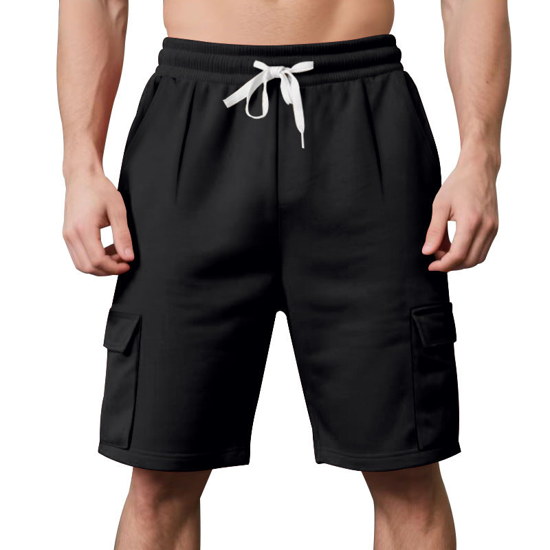 Loose workwear with multiple pockets and straight leg shorts for men