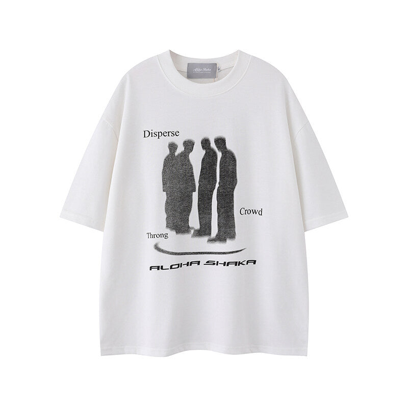 Character print round neck casual men's and women's loose short sleeves