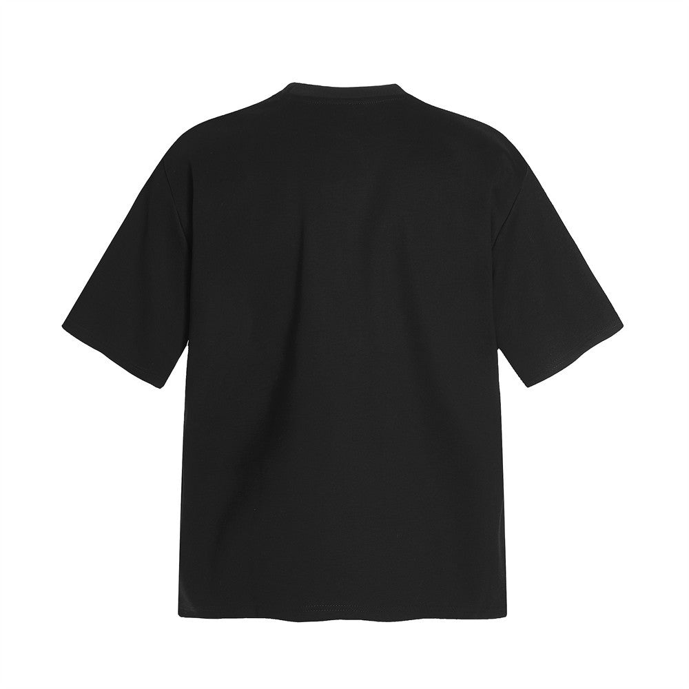 Design Sense Beaded Embroidered Letter Short Sleeve T-Shirt INS   Trend Loose Casual Round Neck Tee for Men