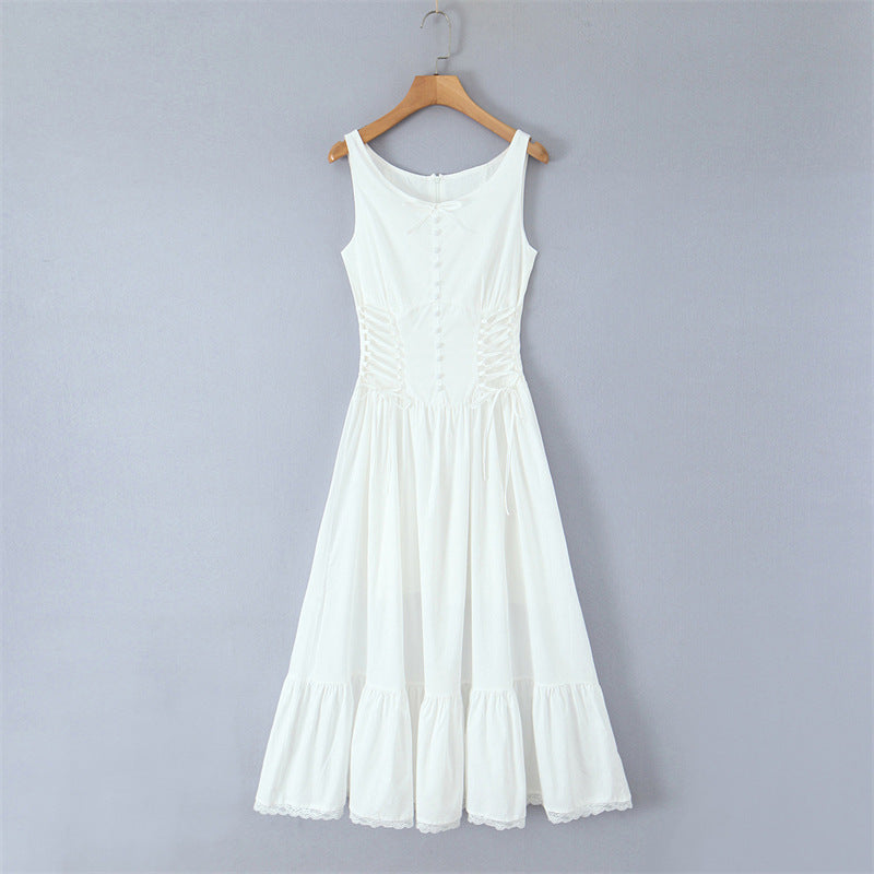 Design Sense Unique Versatile Fitted Slim Casual Spliced Sleeveless Dress