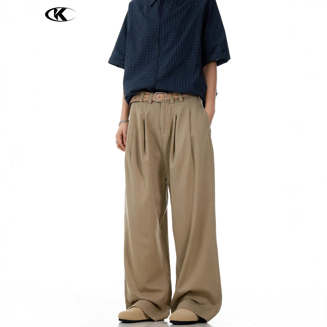 Lyocell Tencel Straight Casual Pants for Men and Women Slim Simple Drape Loose Work Pants
