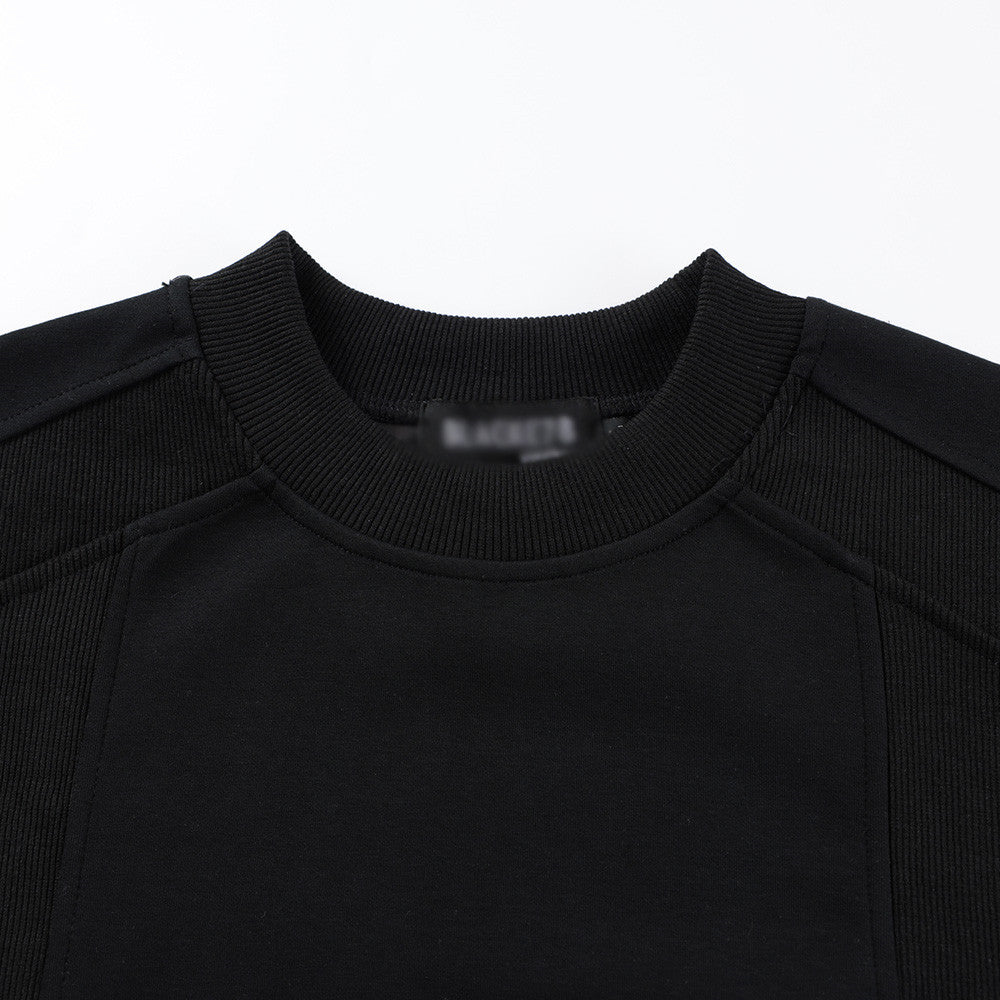 European and American Style Solid Color Short Sleeve T-Shirt Men's INS Deconstructed Design Versatile Loose Casual Round Neck Tee Top