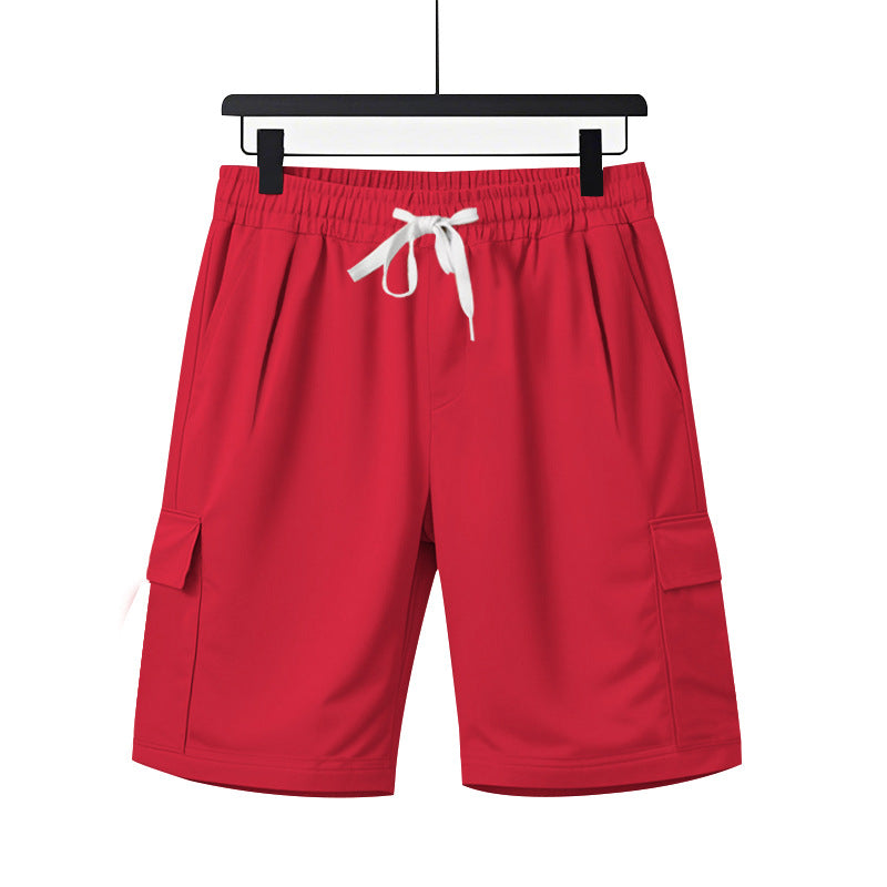 Loose workwear with multiple pockets and straight leg shorts for men