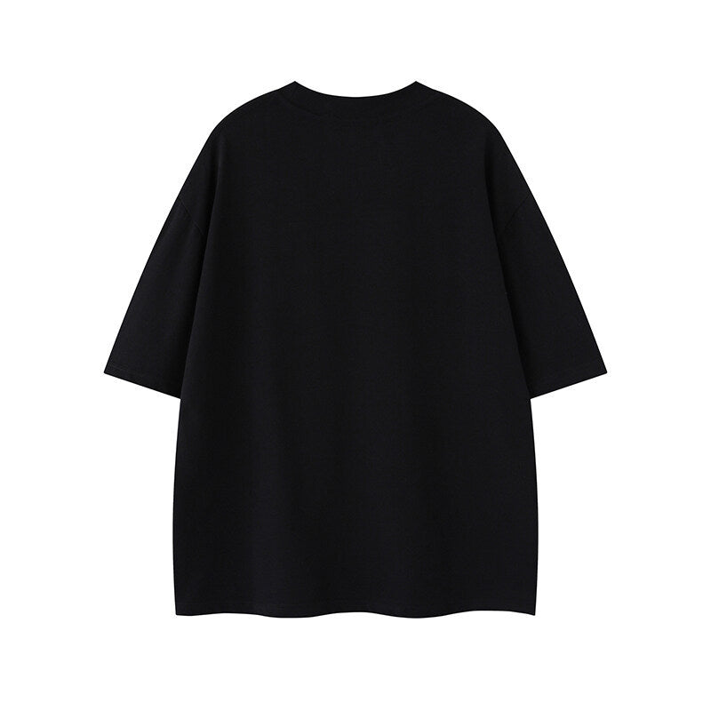 Character print round neck casual men's and women's loose short sleeves