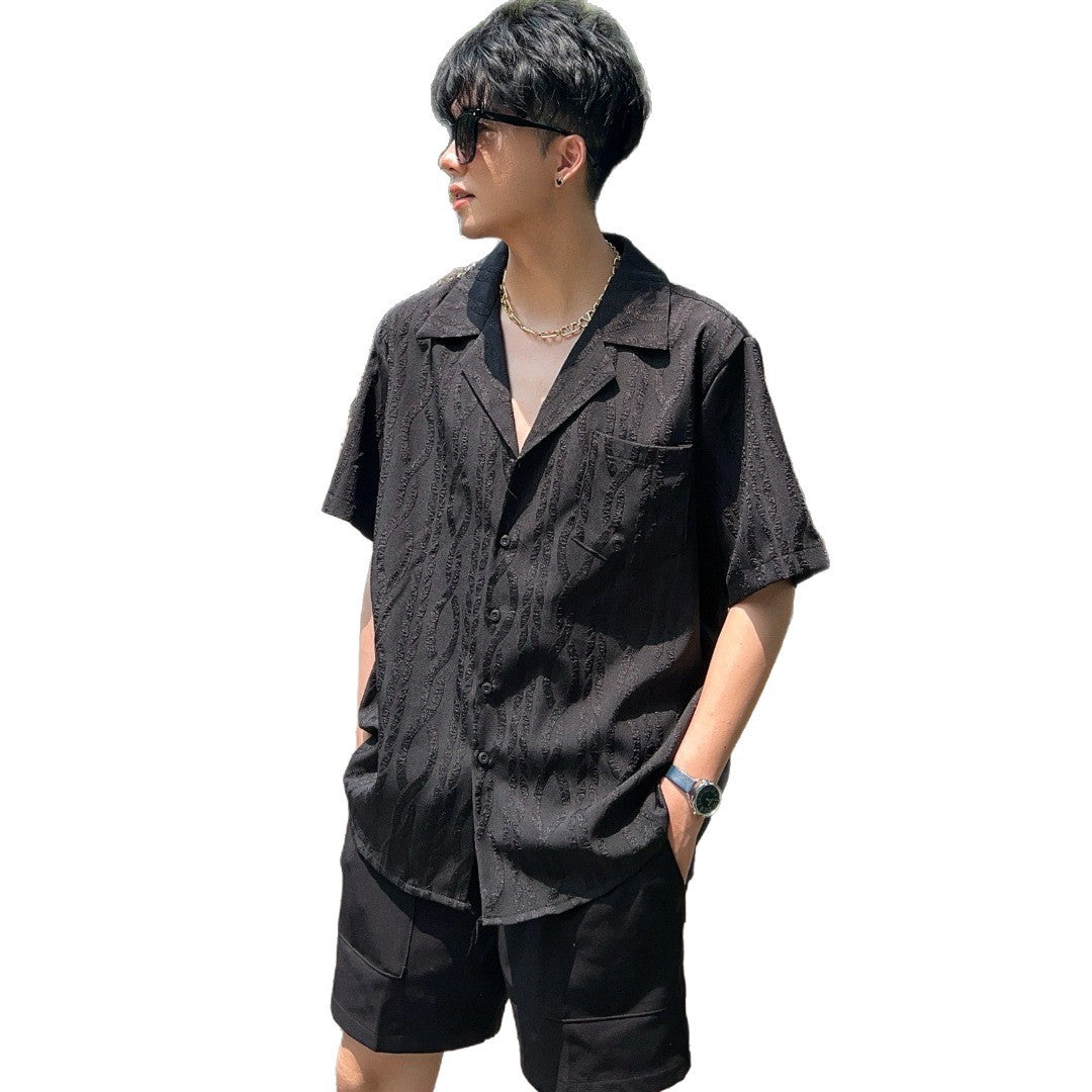 Summer design loose textured casual shirt with a textured texture