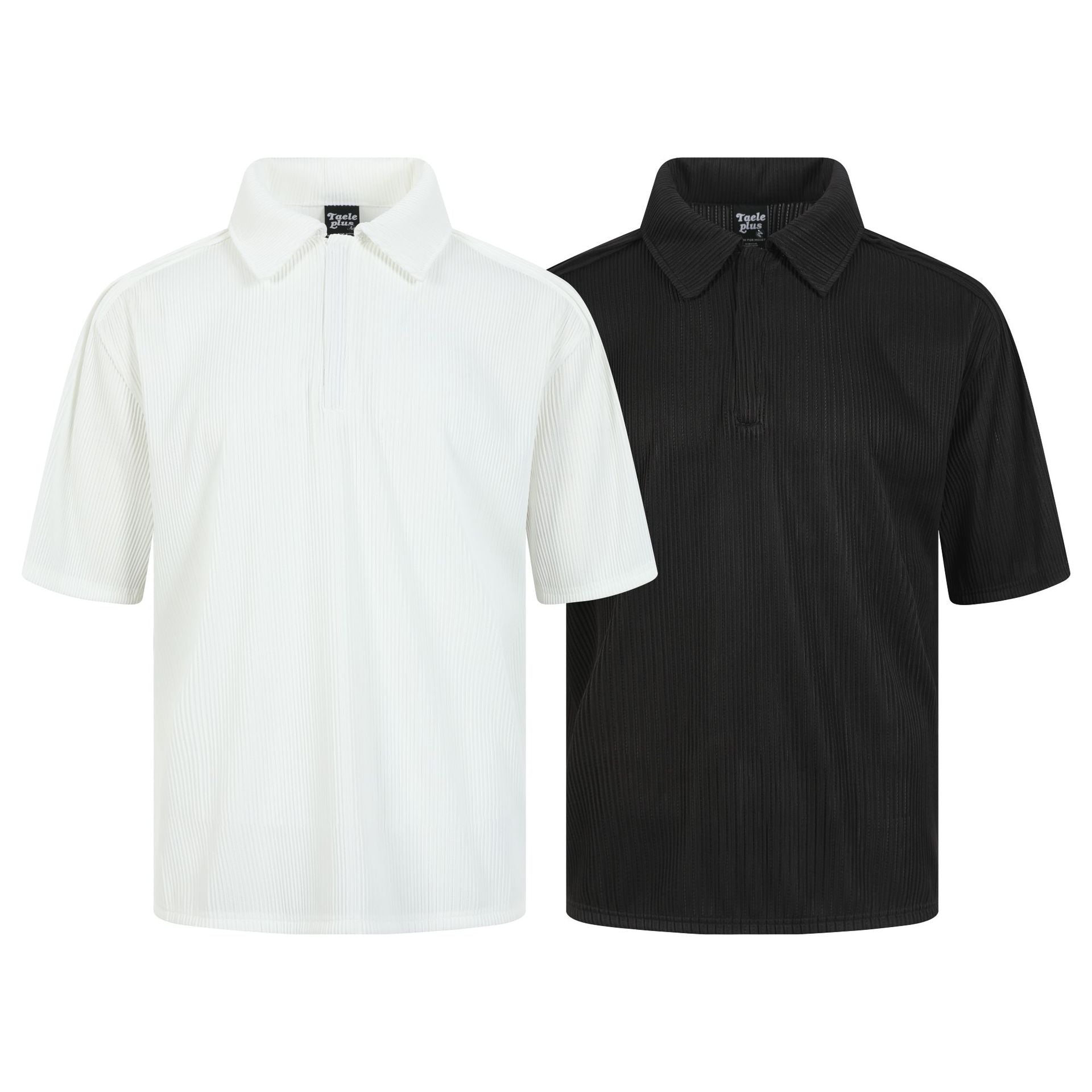 Simple solid color texture vertical stripe short sleeved polo shirt men's top