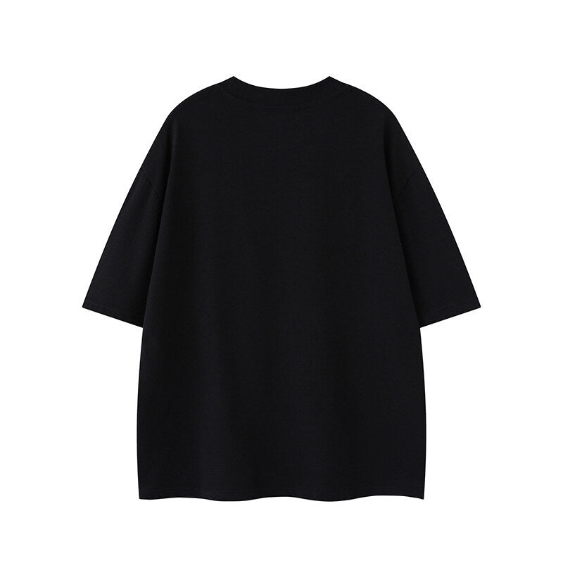 Star print round neck men's and women's loose short sleeves