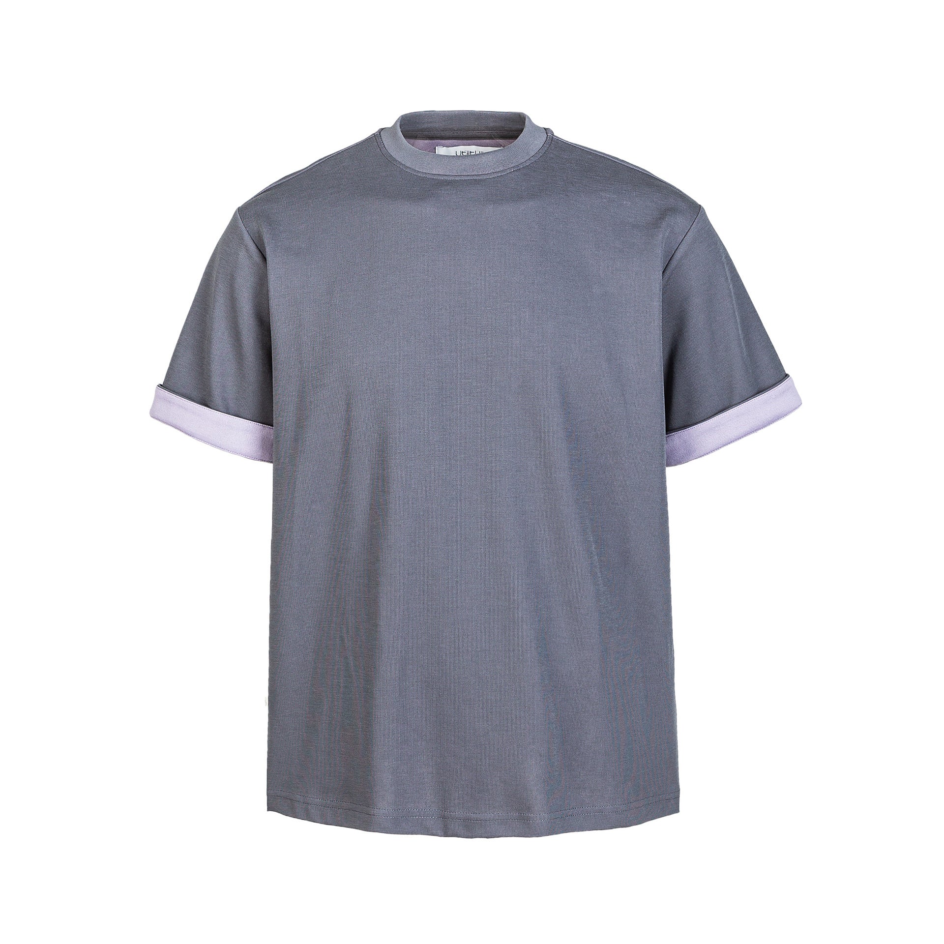 Color blocking rolled cuffs small collar loose short sleeves