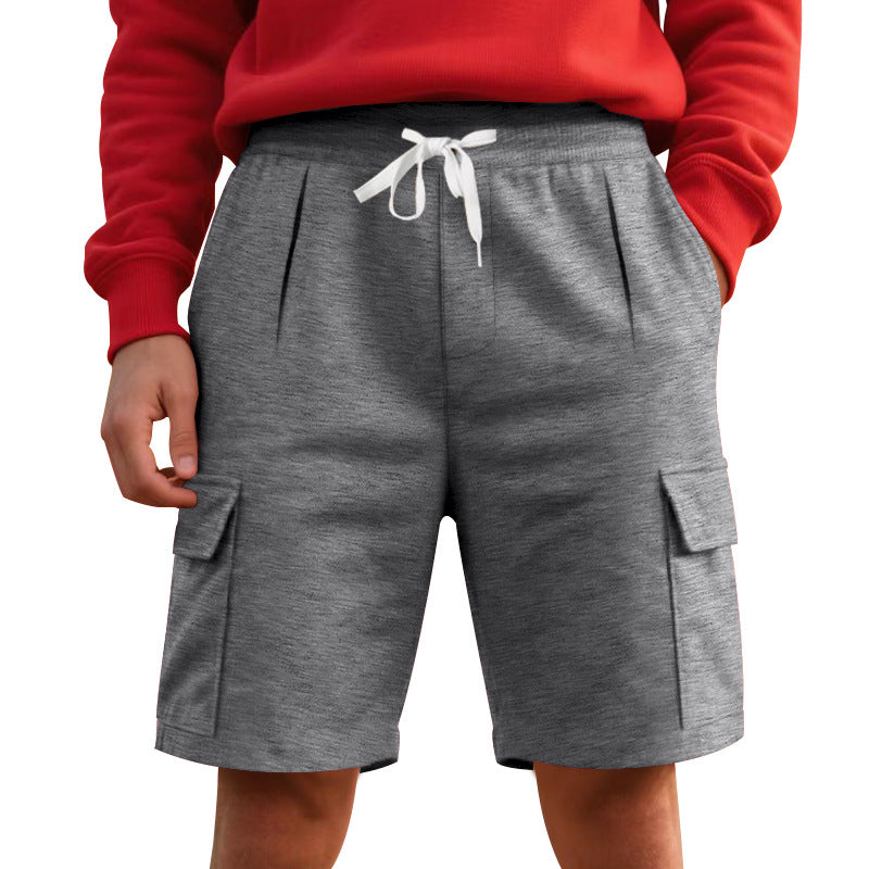Loose workwear with multiple pockets and straight leg shorts for men